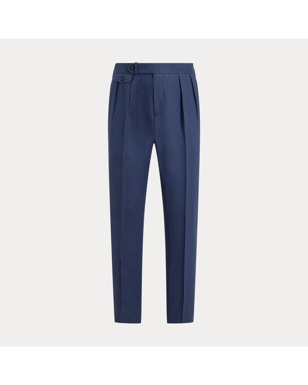 Polo Ralph Lauren Blue Pleated Linen Suit Trouser for men