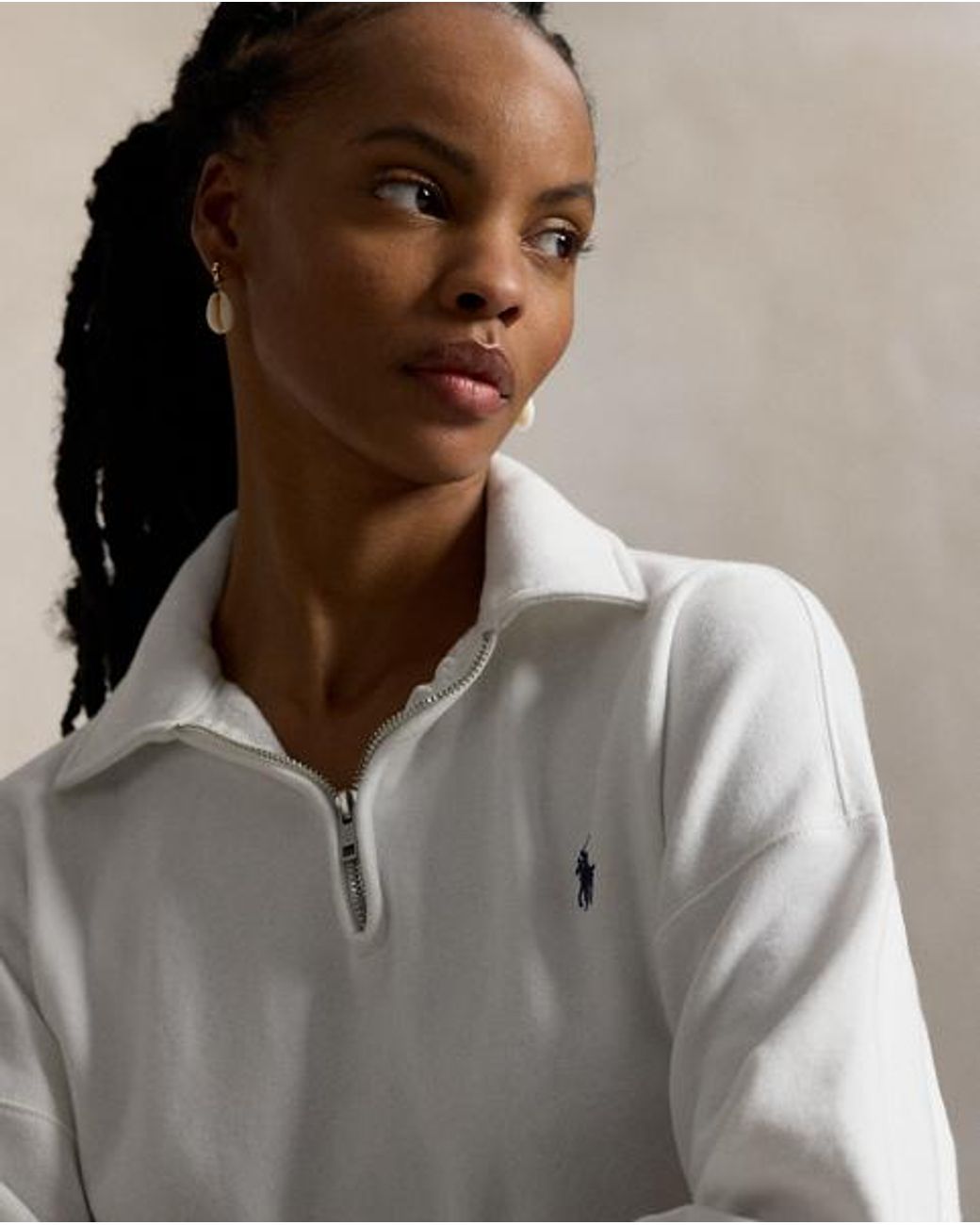 Polo Ralph Lauren White Fleece Quarter-Zip