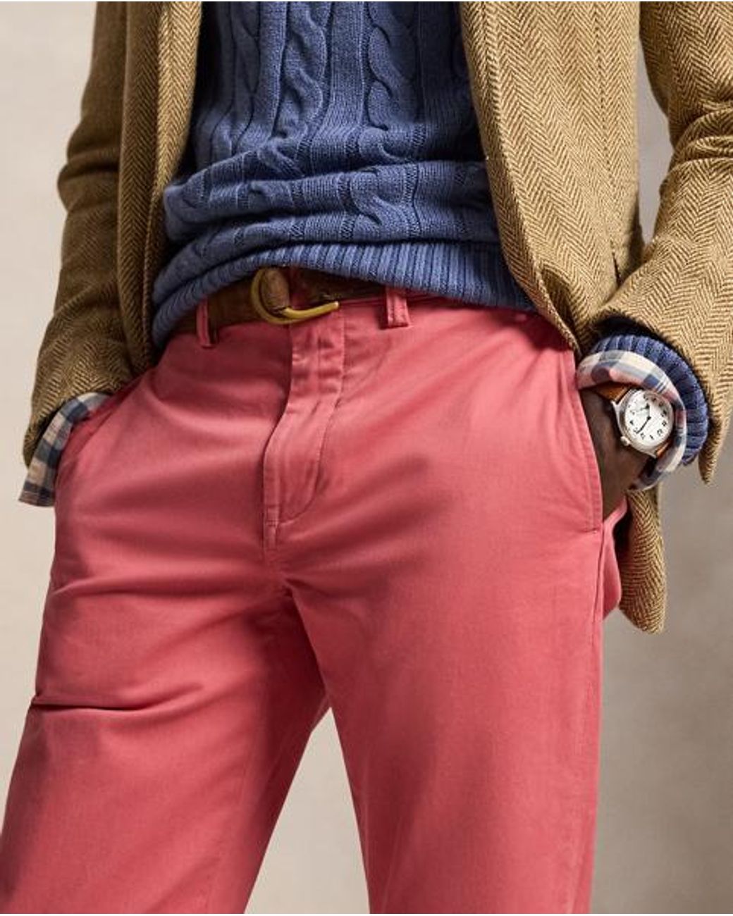 Polo Ralph Lauren Red Stretch Straight Fit Washed Chino Pant for men
