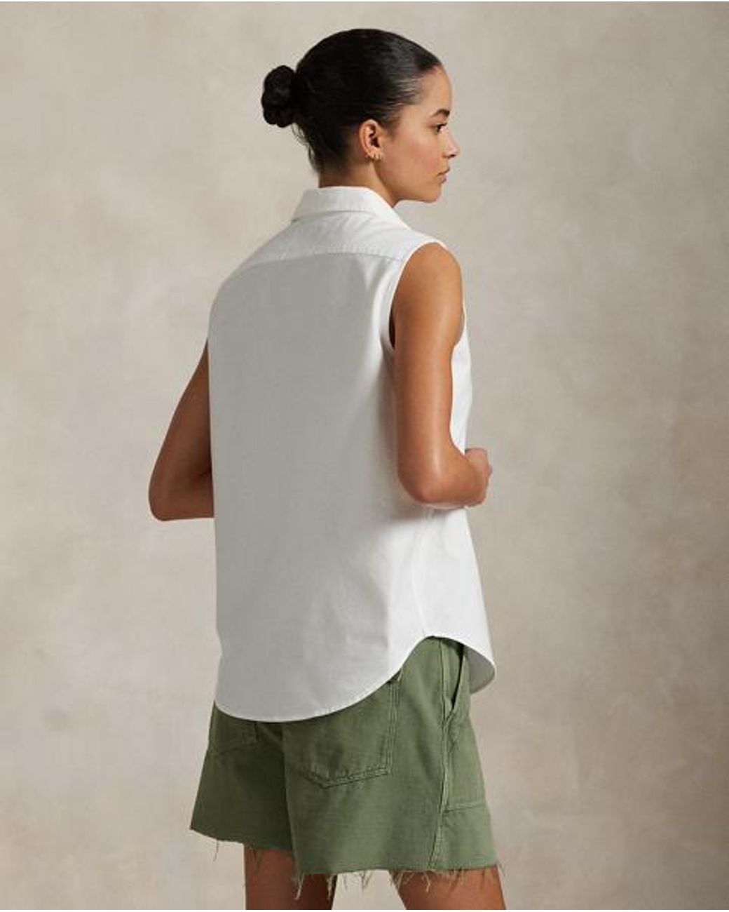 Polo Ralph Lauren White Cotton Oxford Sleeveless Shirt