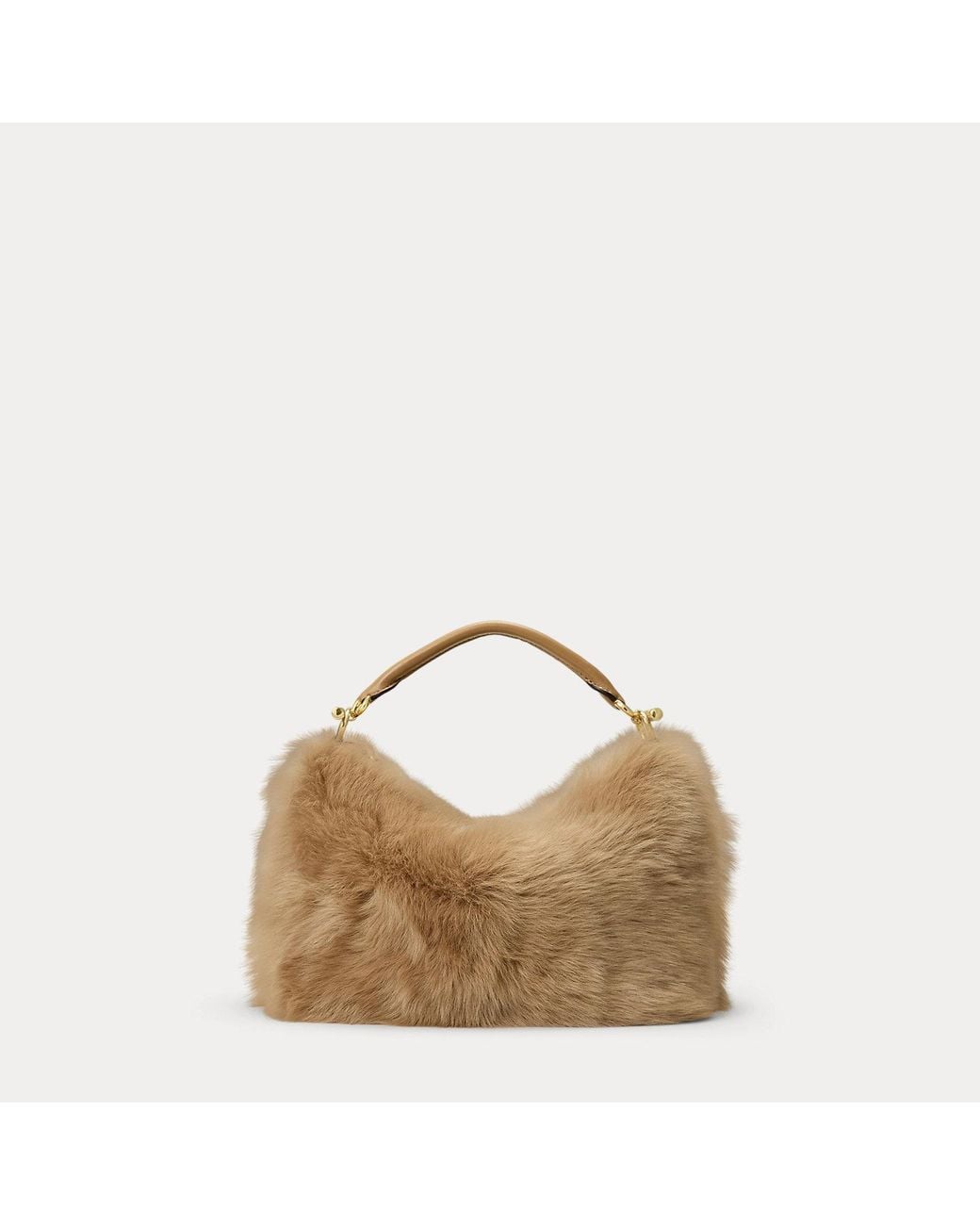 Ralph Lauren Brown Shearling Small Blaike Shoulder Bag