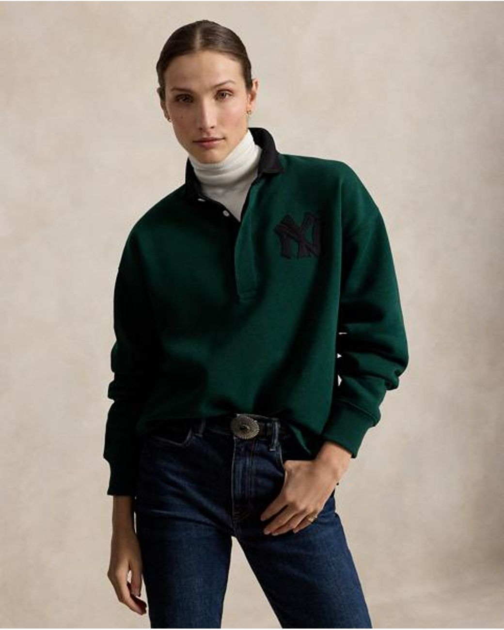 Polo Ralph Lauren Green Polo Ralph Lauren Lauren Yankees Fleece Rugby for men