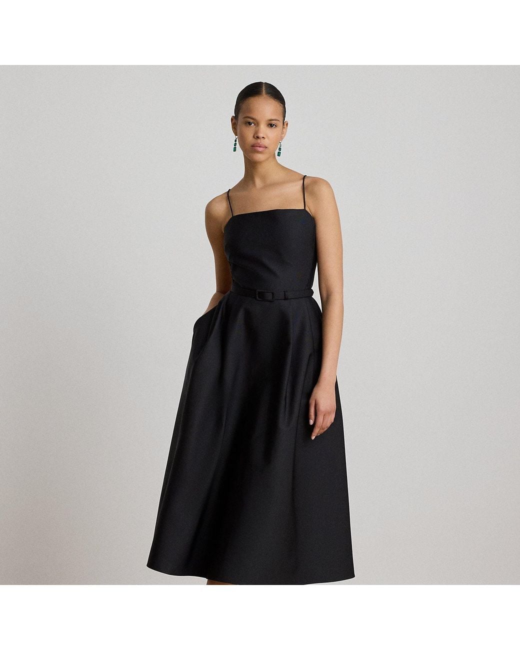 Ralph Lauren Black Belted Faille Cocktail Dress