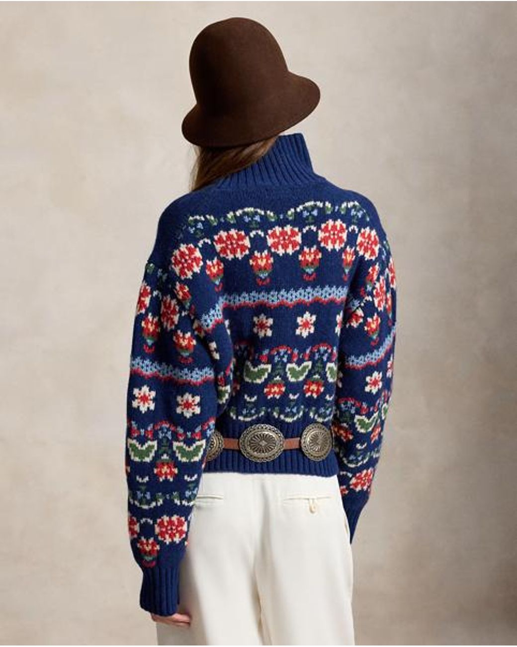 Ralph Lauren Blue Floral Wool-Blend Jumper