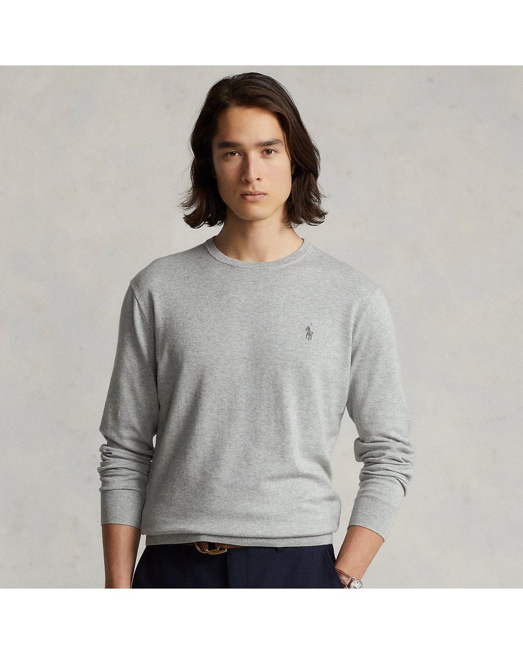 Polo Ralph Lauren Gray Slim Fit Cotton Sweater for men