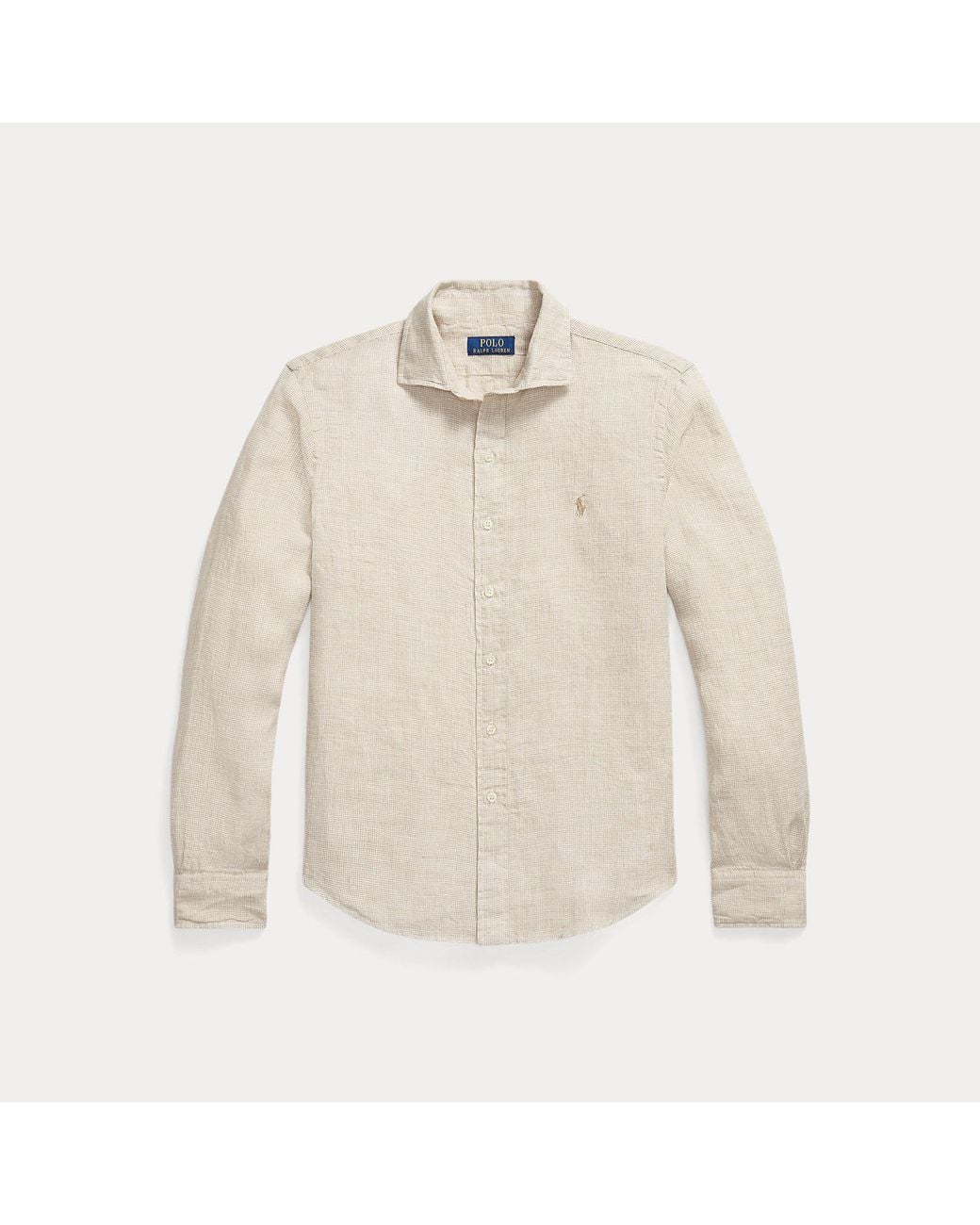 Polo Ralph Lauren White Custom Fit Houndstooth Linen Shirt for men