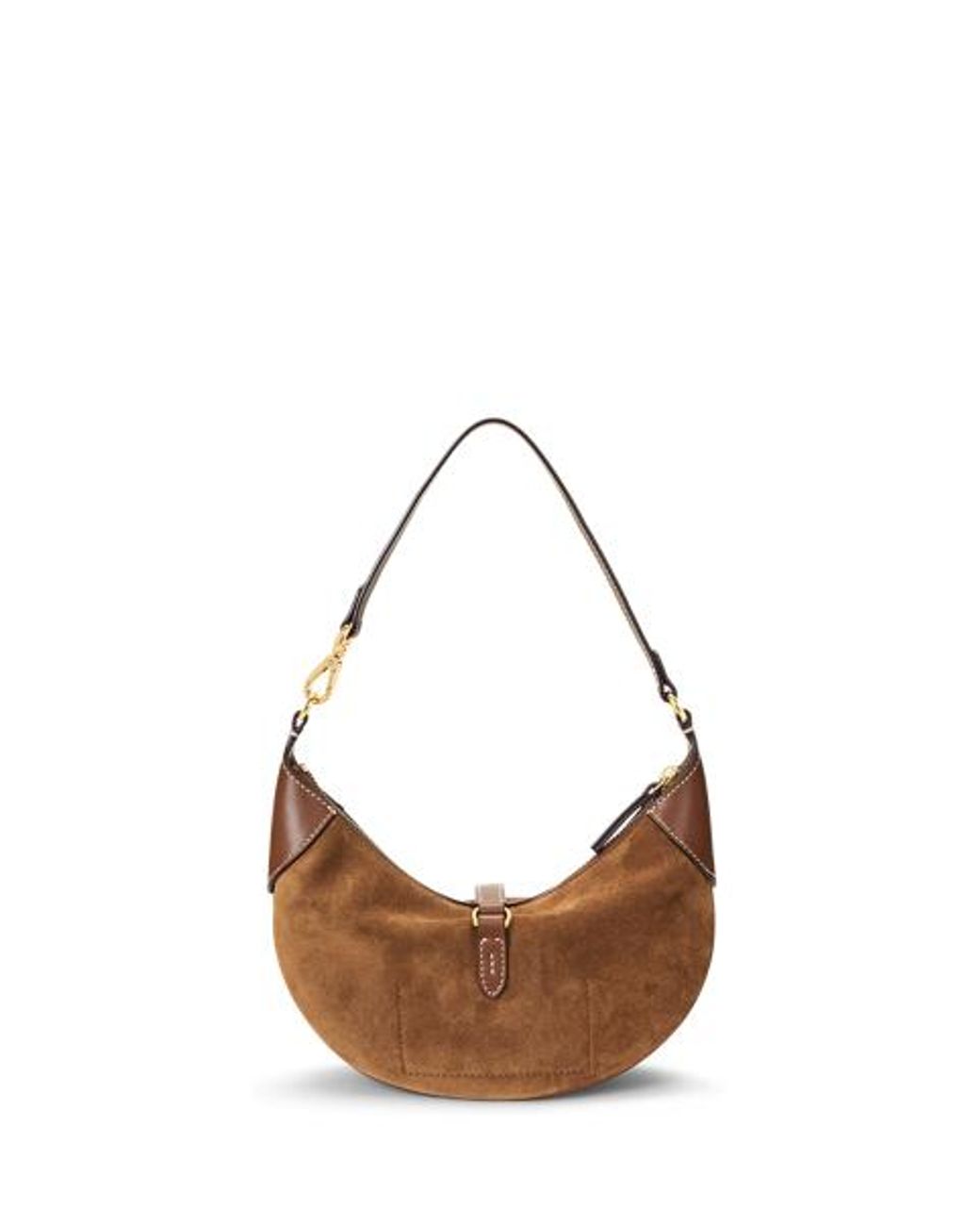 Polo Ralph Lauren Brown Polo Id Suede-Leather Mini Shoulder Bag
