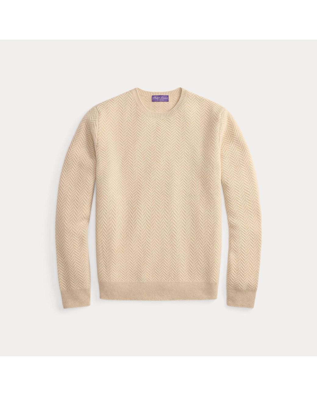 Ralph Lauren Natural Textured Herringbone Cashmere Sweater for men