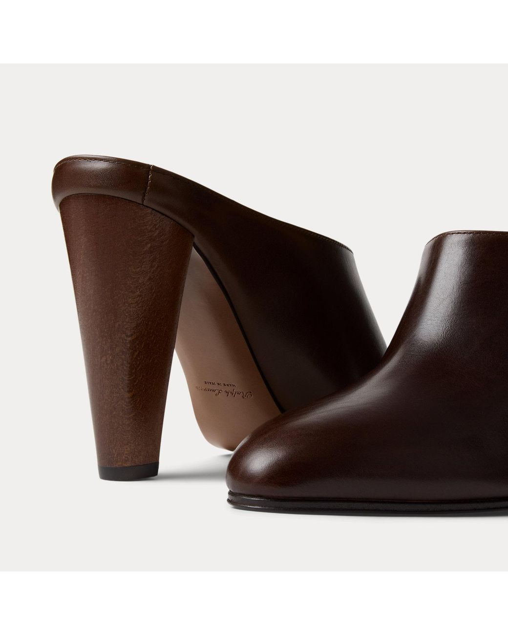 Ralph Lauren Brown Ashtyn 95 Mm Calfskin Mule