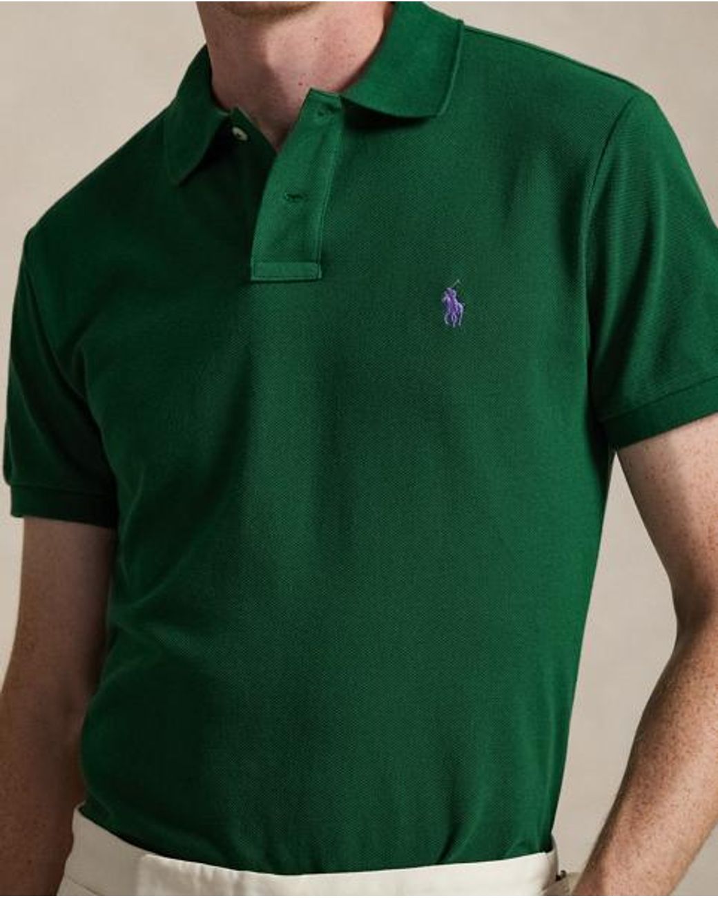 Polo Ralph Lauren Green Custom Slim Fit Mesh Polo for men