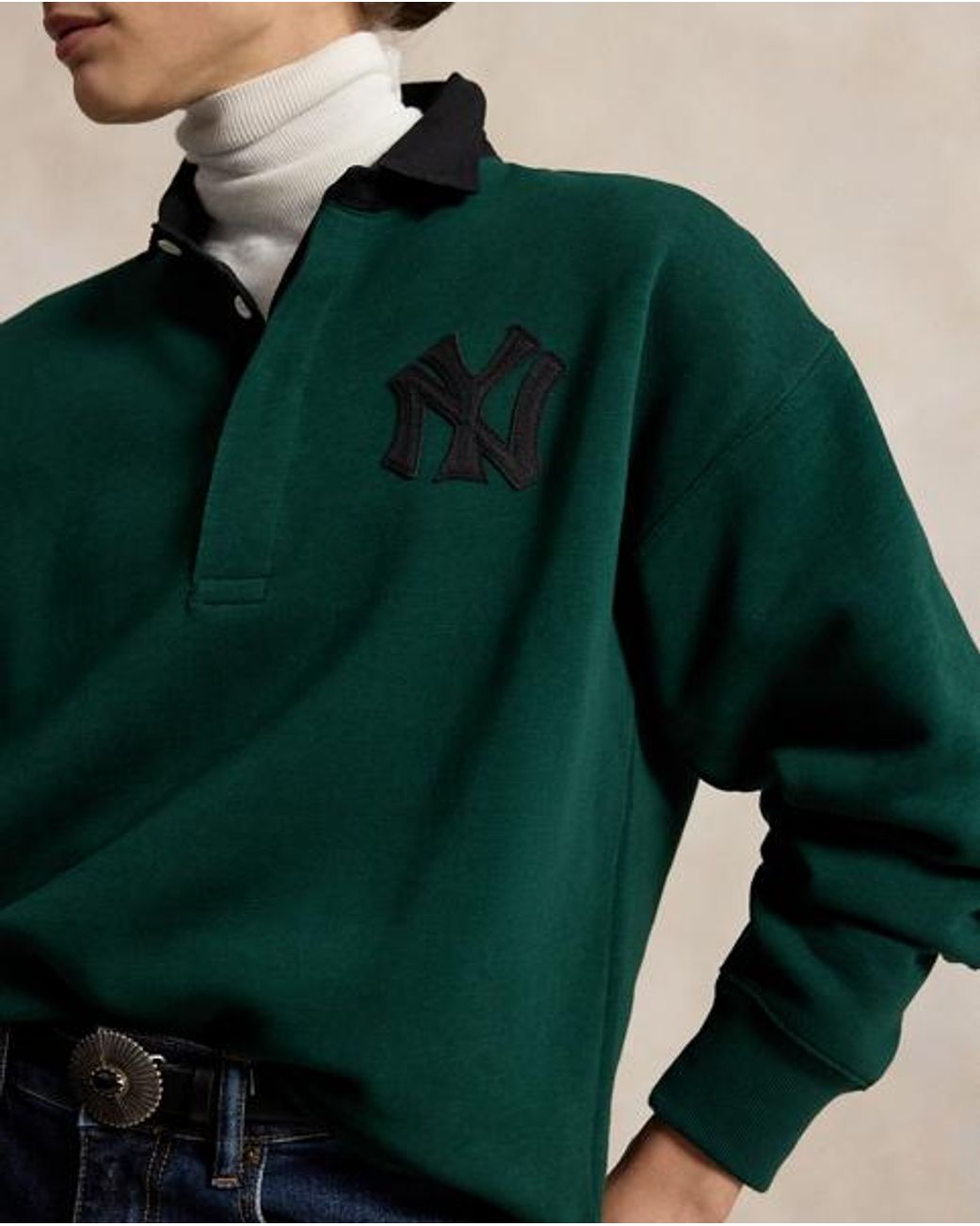 Polo Ralph Lauren Green Polo Ralph Lauren Lauren Yankees Fleece Rugby for men