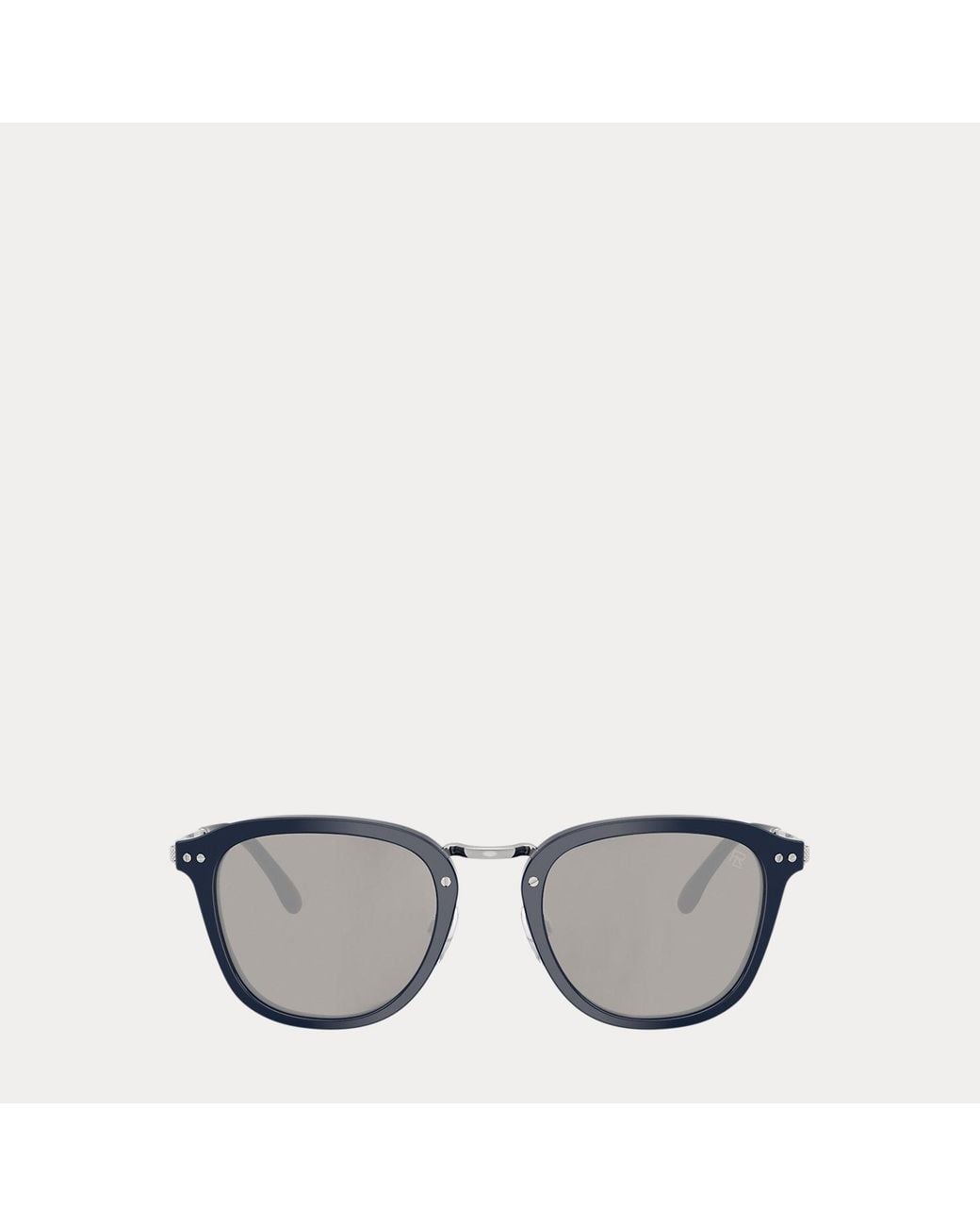 Ralph Lauren Gray Automotive Metal-Temple Round Sunglasses for men
