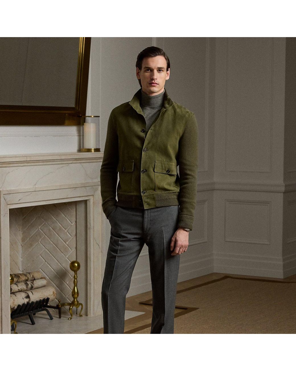 Ralph Lauren Green Gregory Hand-Tailored Flannel Trouser for men