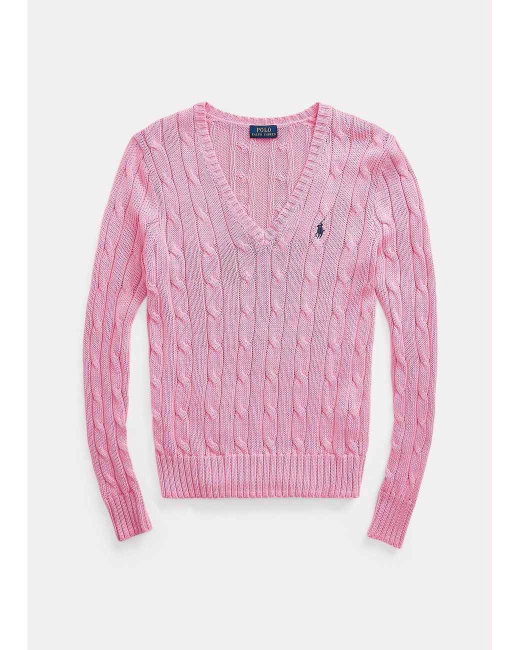 Polo Ralph Lauren Baumwoll-Zopfpullover mit V-Ausschnitt in Pink | Lyst AT