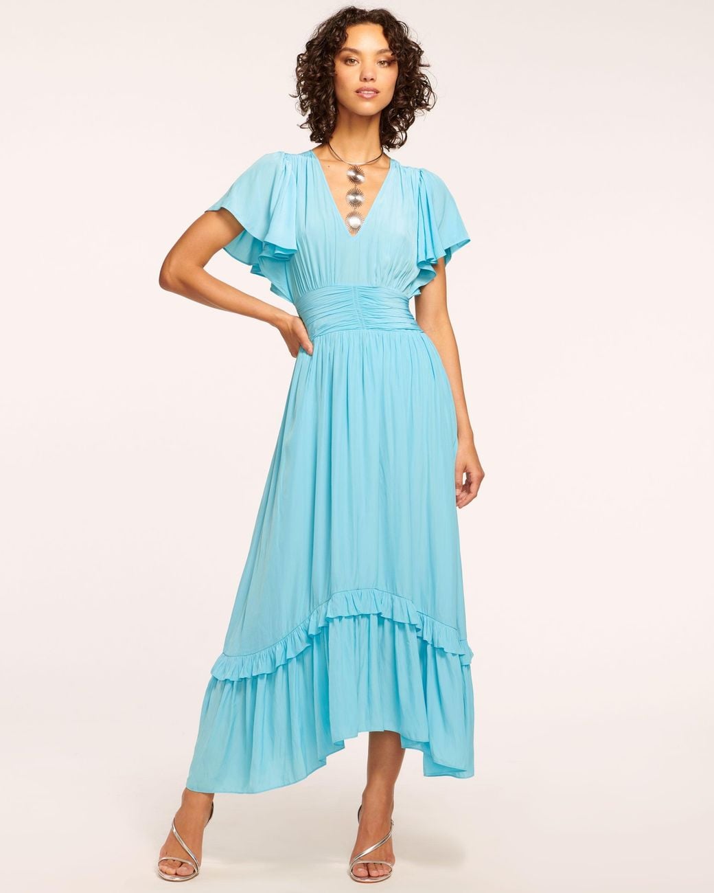 Ramy Brook Joanie Short Sleeve Maxi Dress in Black | Lyst