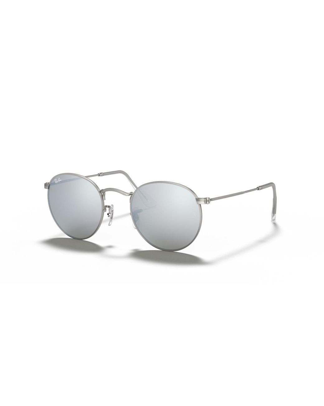 Ray-Ban Black Sunglasses Man Round Flash Lenses - Silver Frame Silver Lenses 50-21