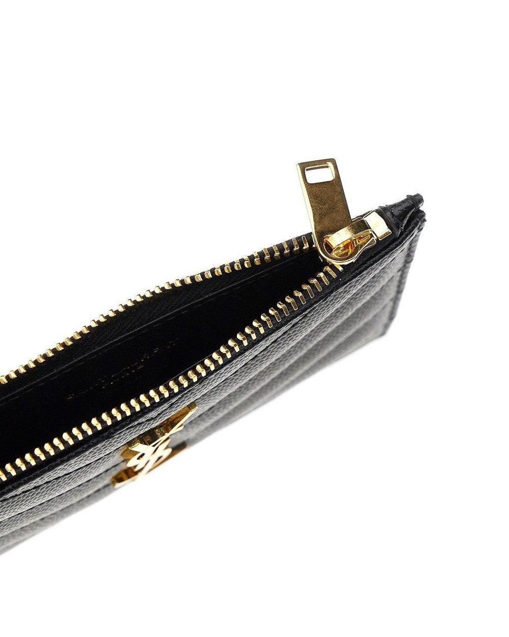 Saint Laurent Black 'Cassandre' Grained Leather Cardholder Pouch
