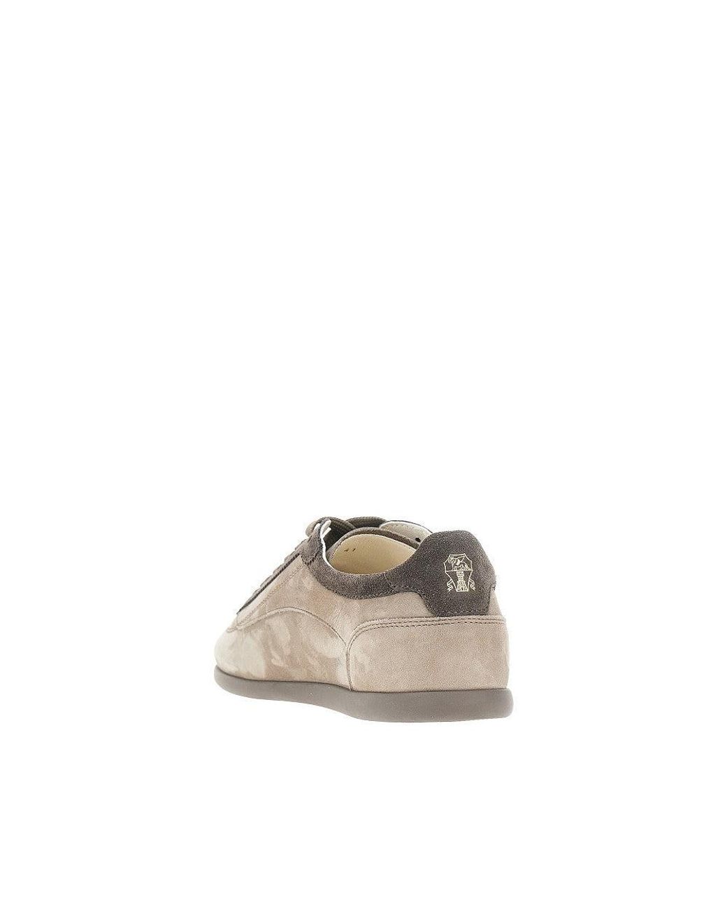 Brunello Cucinelli Brown Nubuck Leather Slim Sneakers for men
