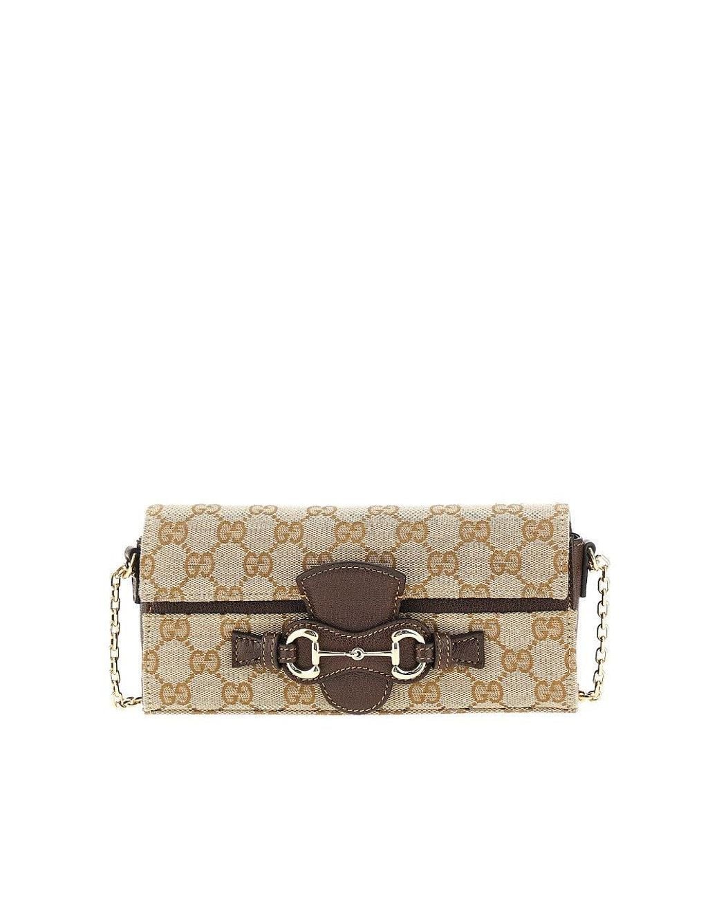 Gucci Metallic Gg Canvas Clutch With Horsebit Detail