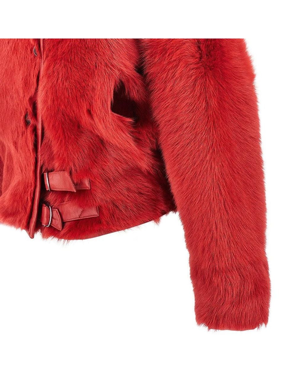 Isabel Marant Red 'Roama' Lamb Fur Jacket