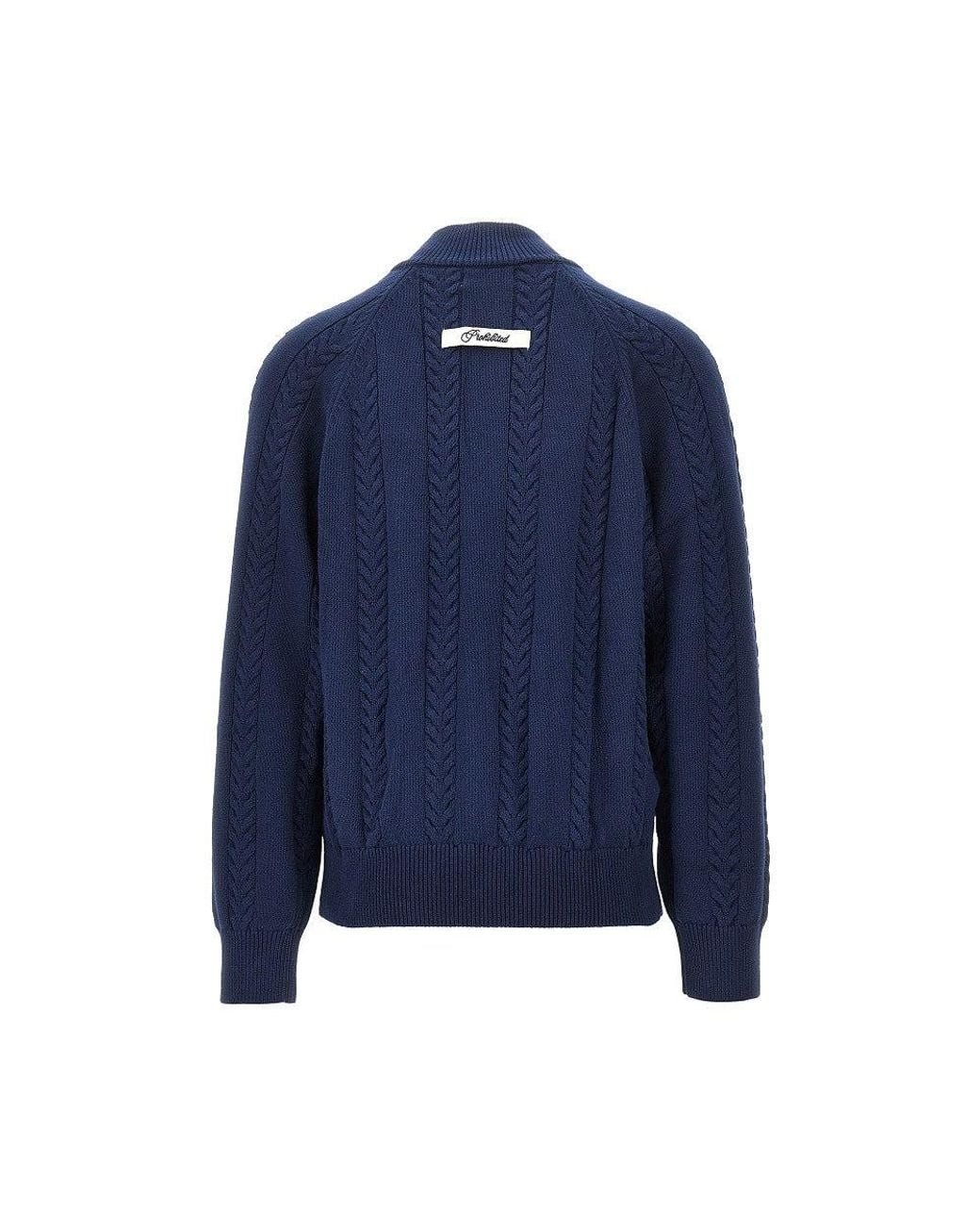 Pullover A Trecce Cn Mezza Zip di Prohibited in Blue da Uomo