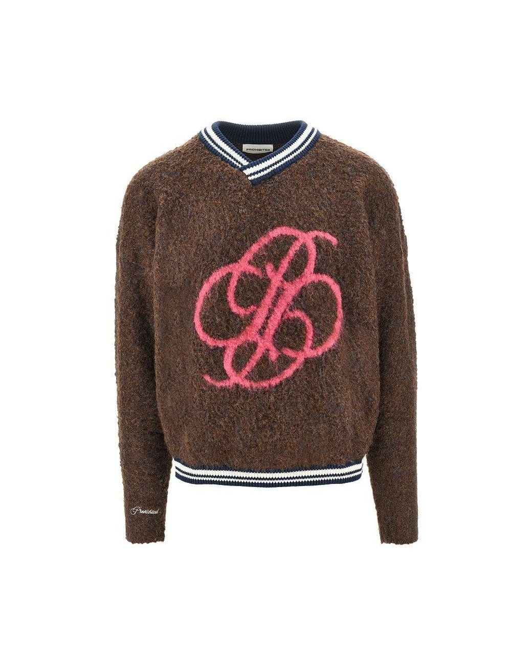 Prohibited Red Fuzzy Knit Sweater for men