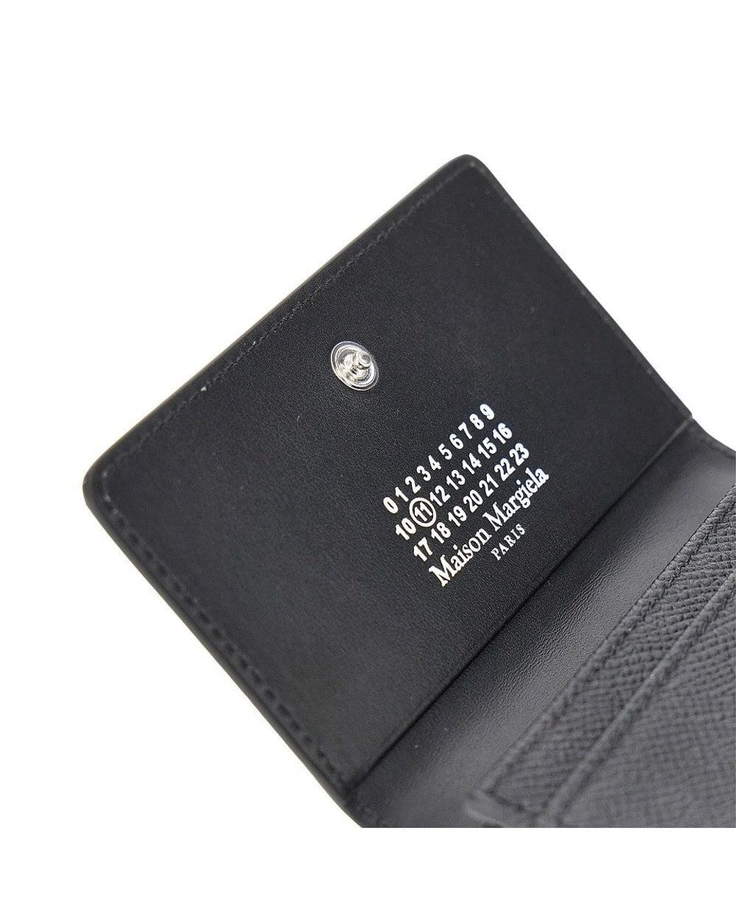 Maison Margiela Black Grained Leather Cardholder With Flap for men