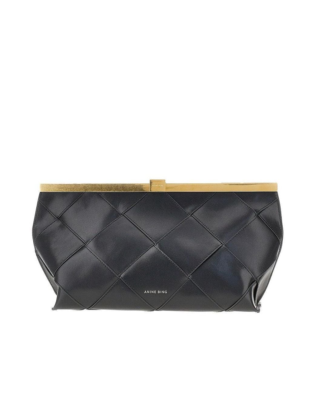 Anine Bing Gray 'Anine' Braided Leather Clutch