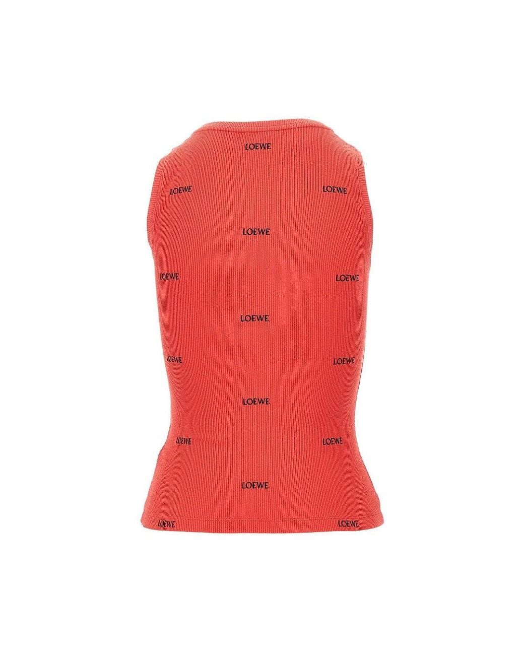 Loewe Red Embroidery Ribbed Tank Top