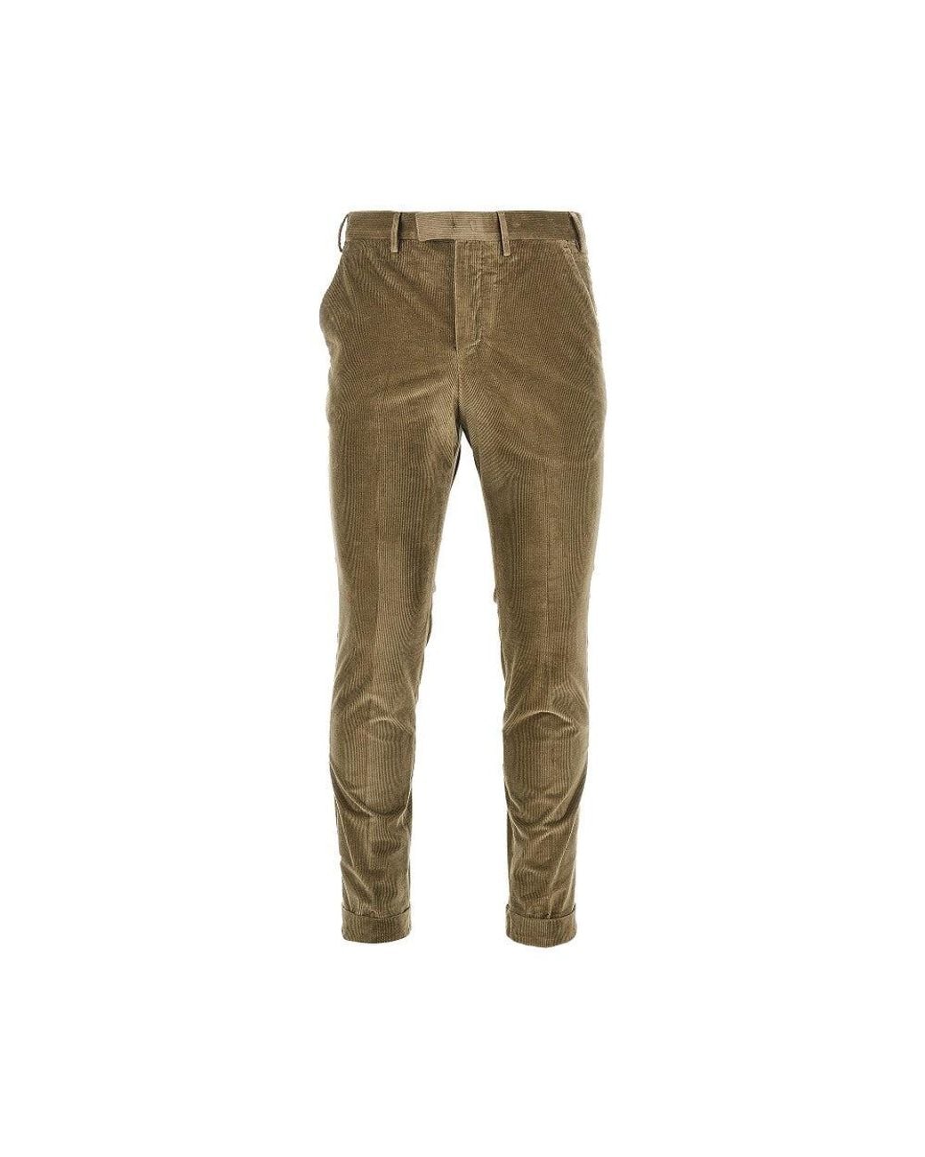 PT Torino Green 'Master Fit' Corduroy Pants for men