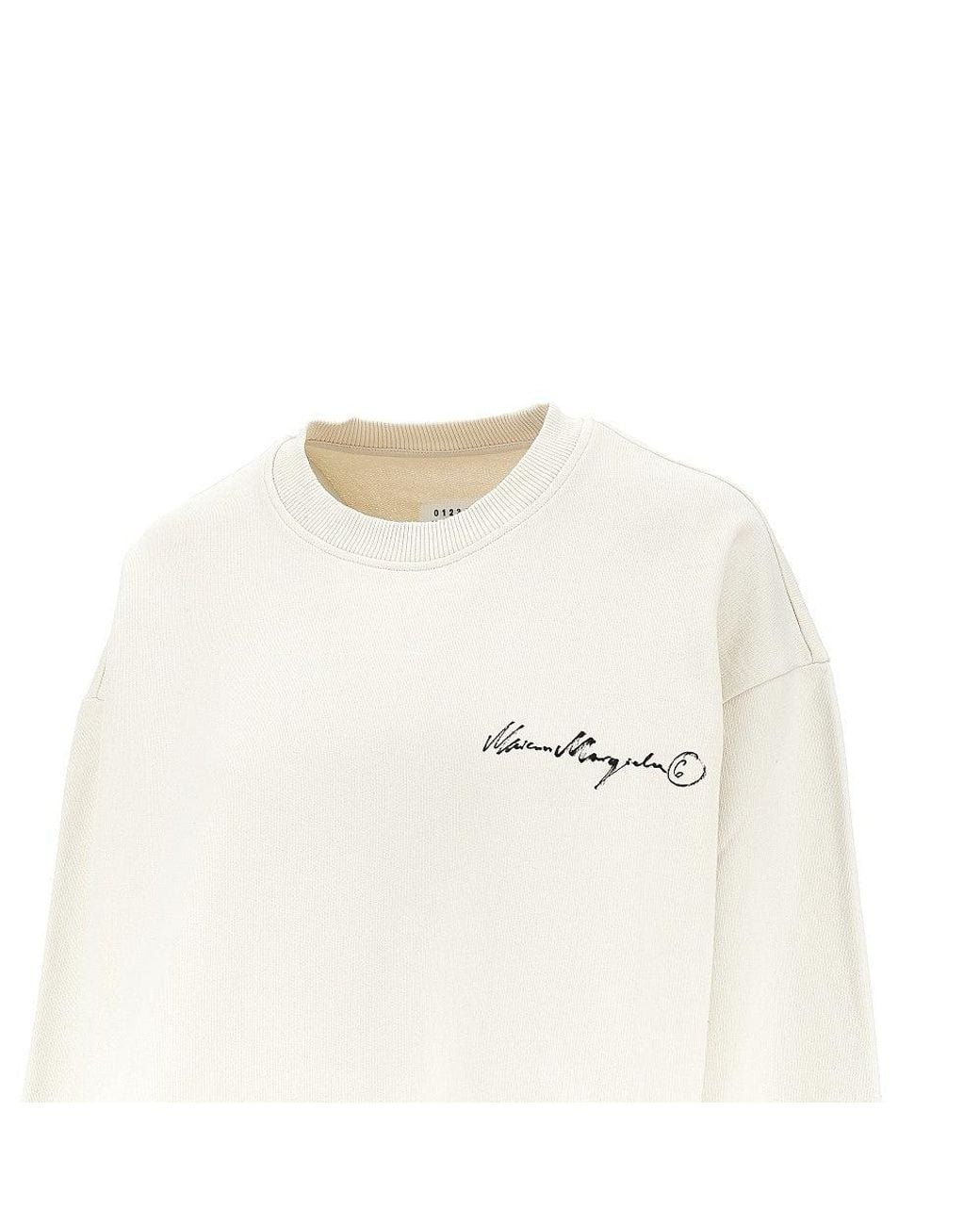 MM6 by Maison Margiela White Calligraphic Logo Print Sweatshirt