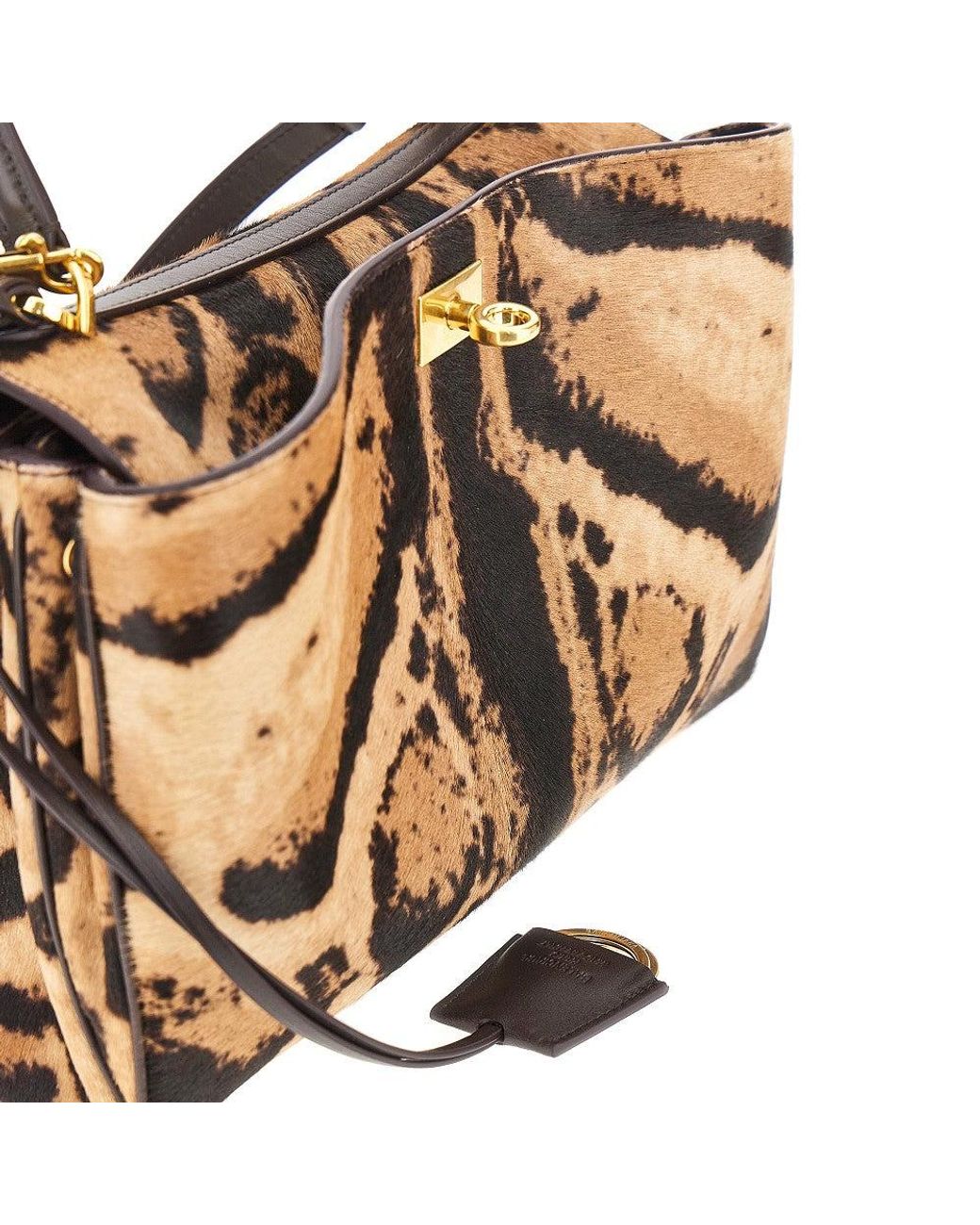 Balenciaga Brown Printed Calfhair Small 'Rodeo' Bag