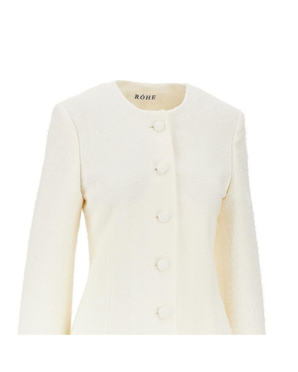 Rohe White Bouclé Shaped Blazer