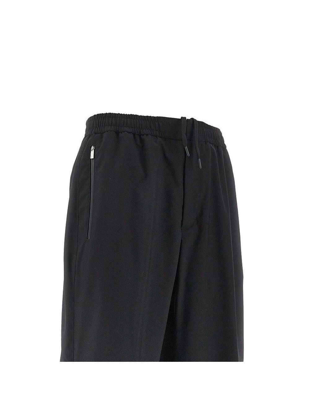 Herno Black Wool Touch Pants for men