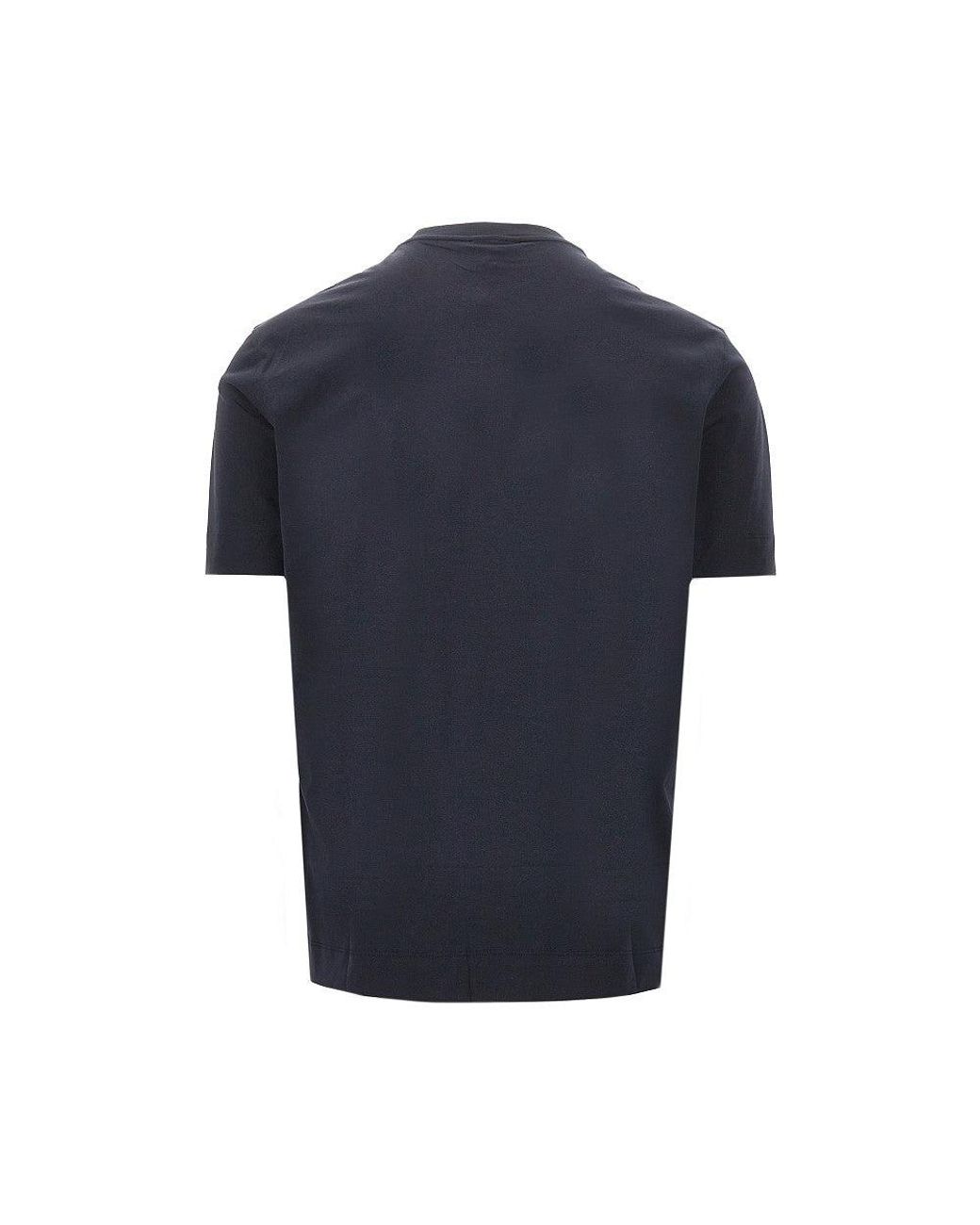 Emporio Armani Blue Printed And Embroidered T-Shirt for men