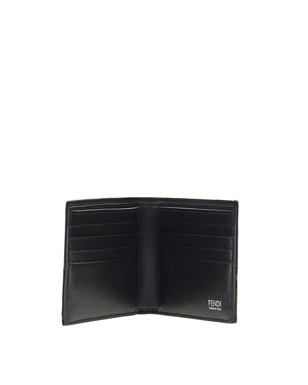 Fendi Black Ff Jacquard Bi-Fold Wallet for men