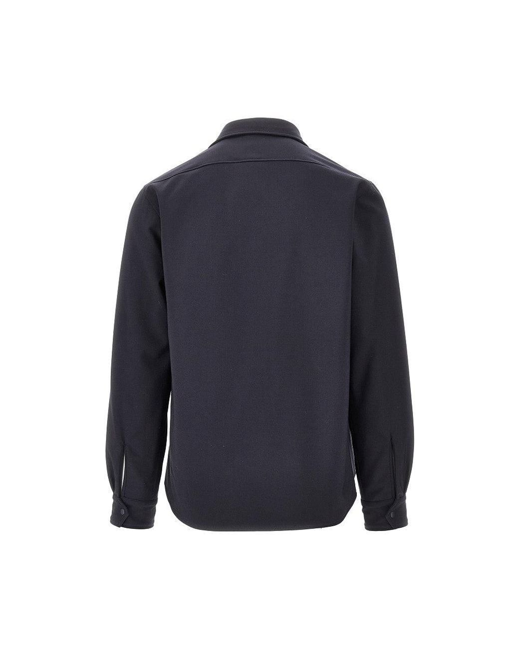 Aspesi Blue Padded Technowool Overshirt for men