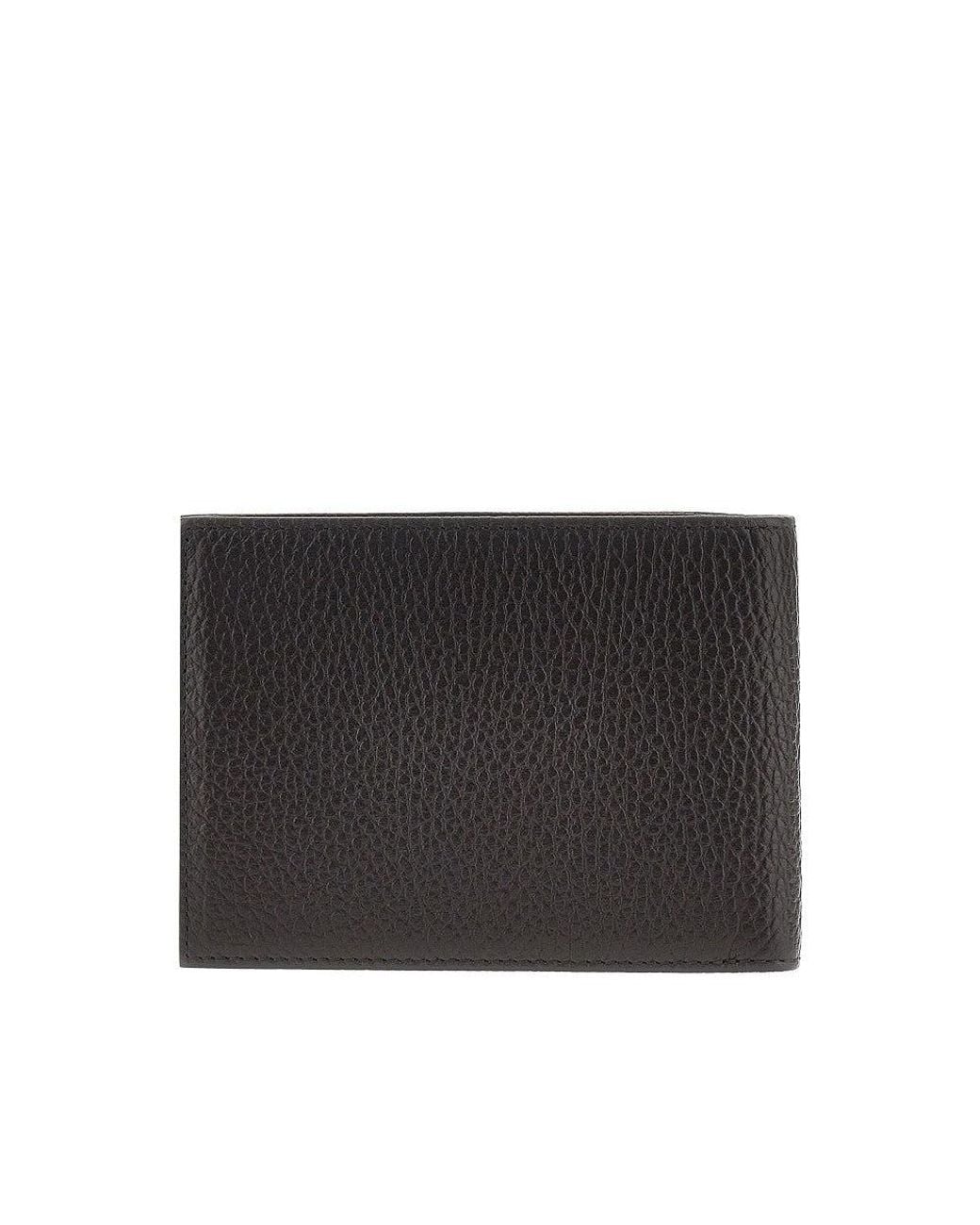 Emporio Armani Black Grained Leather Bi-Fold Wallet for men