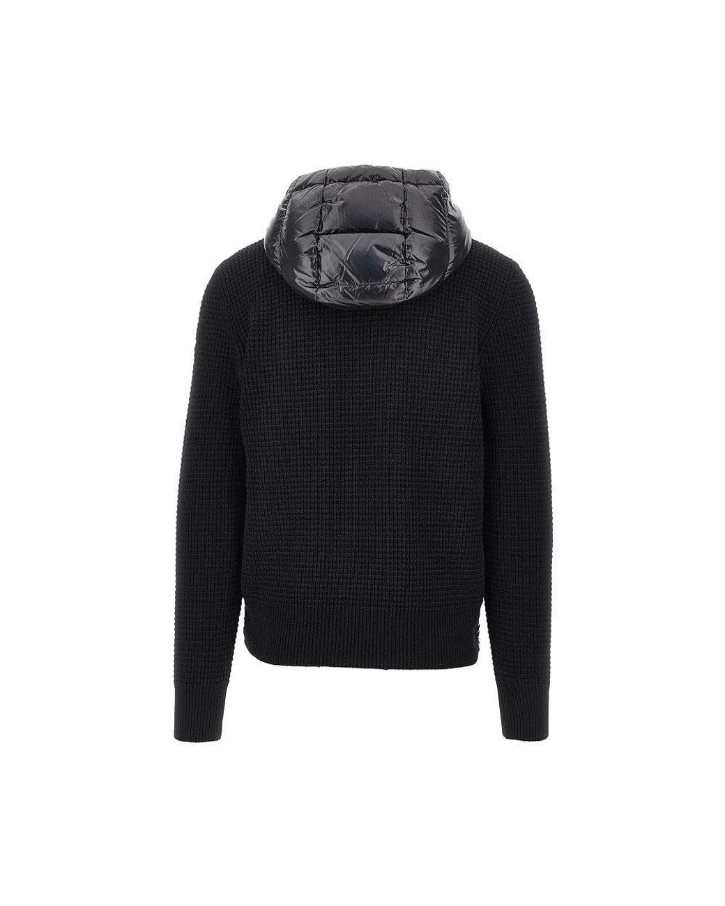 Moncler Black Padded Nylon And Knit Cardigan for men