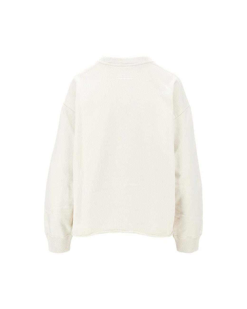 MM6 by Maison Margiela White Calligraphic Logo Print Sweatshirt