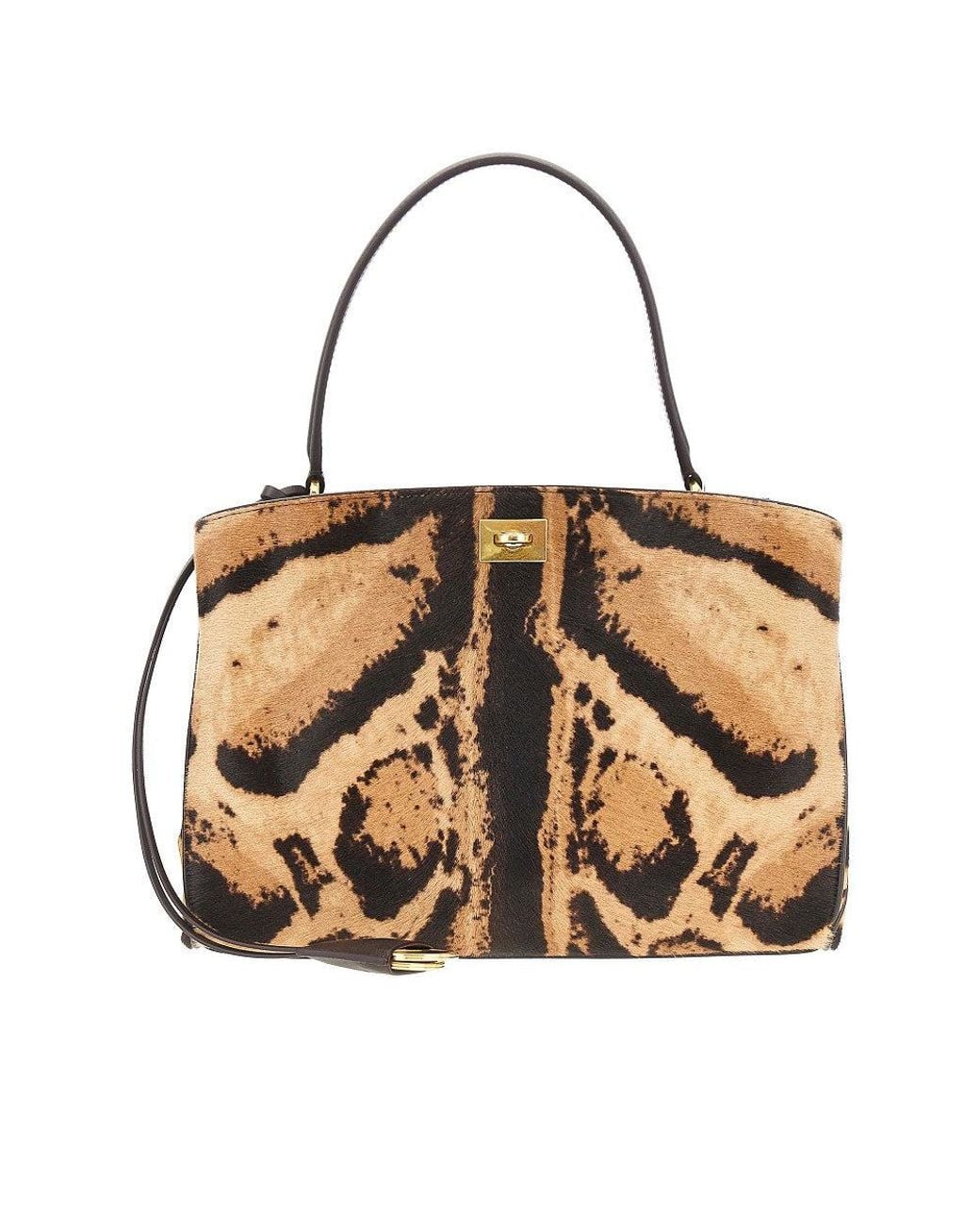 Balenciaga Brown Printed Calfhair Small 'Rodeo' Bag