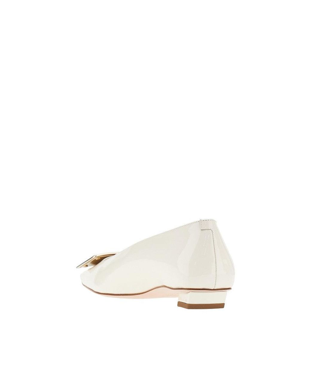 Roger Vivier Natural 'Belle Vivier' Patent Leather Ballerinas 38