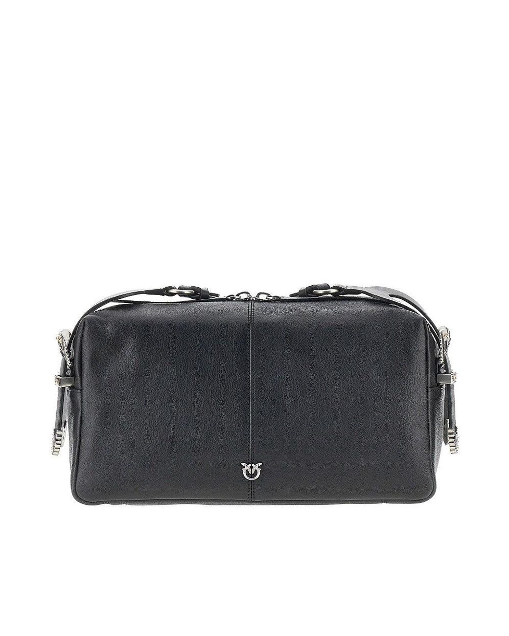 Pinko Black Leather Medium 'Keeper' Shoulder Bag