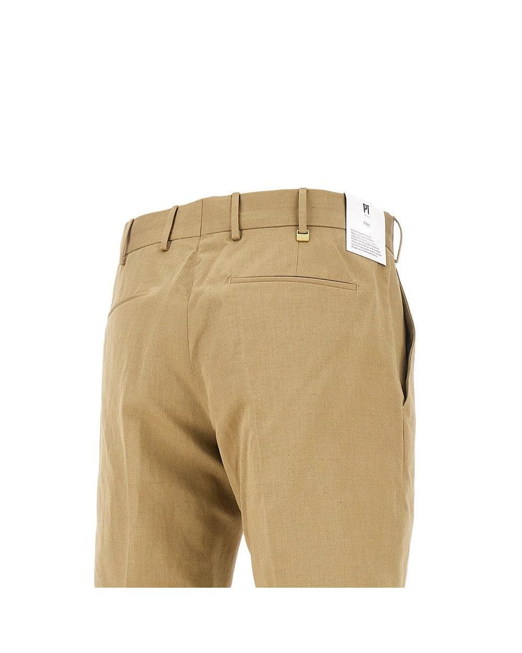 PT Torino Natural 'Edge' Cotton And Linen Blend Pants for men