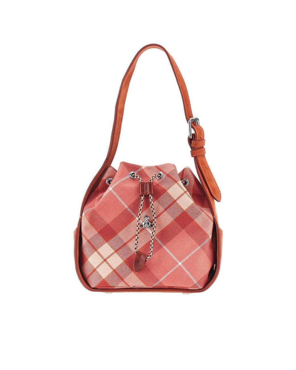 Vivienne Westwood Pink 'Stacey' Tartan Wool Bucket Bag
