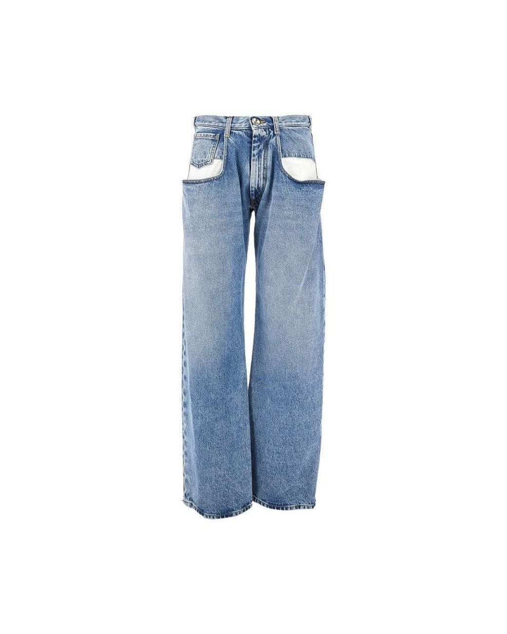Maison Margiela Blue Straight Leg Jeans With Dropped Pockets