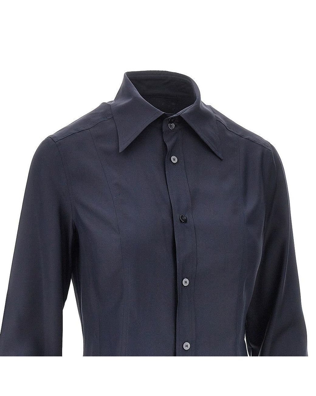 Gucci Blue Silk Poplin Shirt