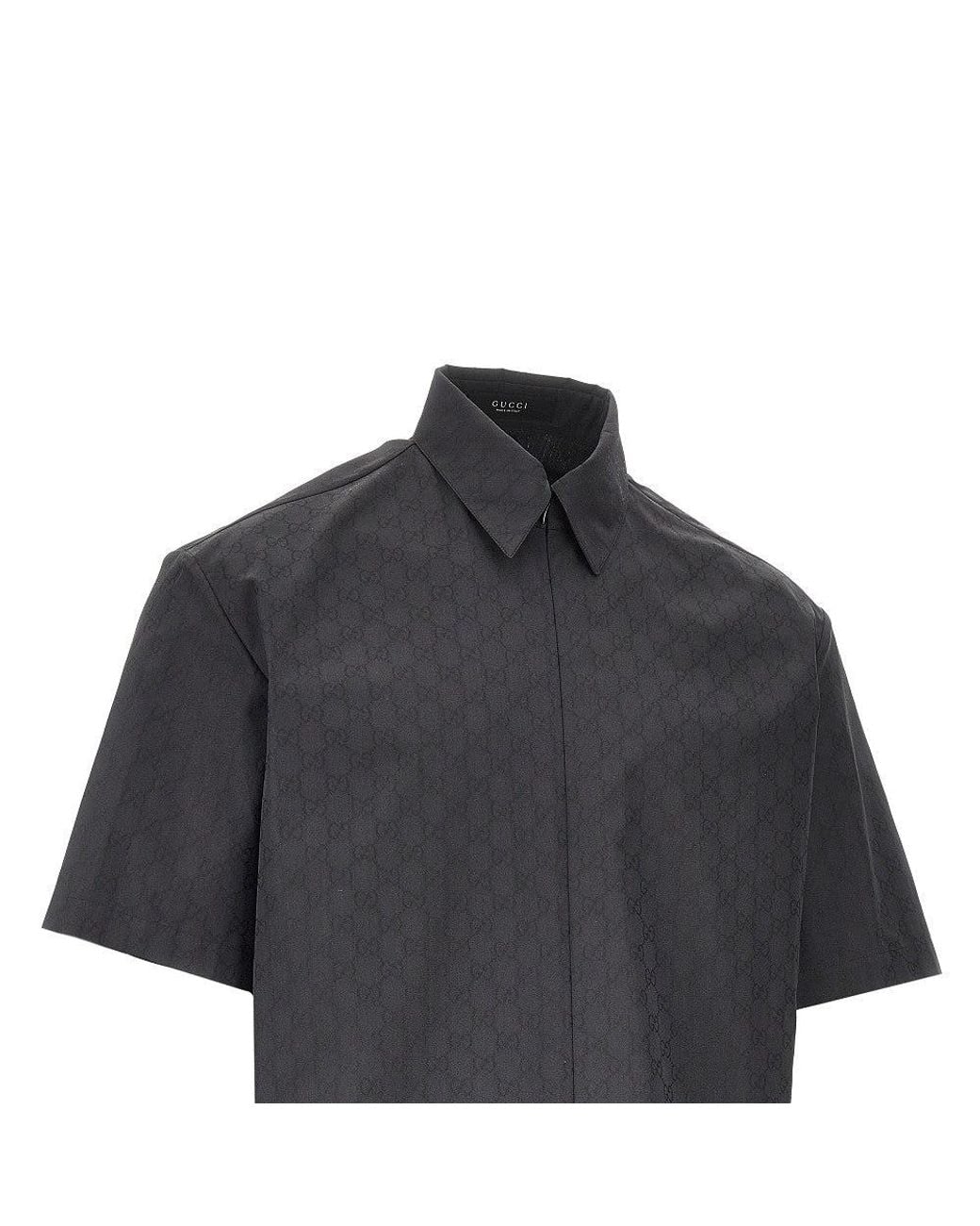 Gucci Black Gg Poplin Shirt With Zip Closure for men