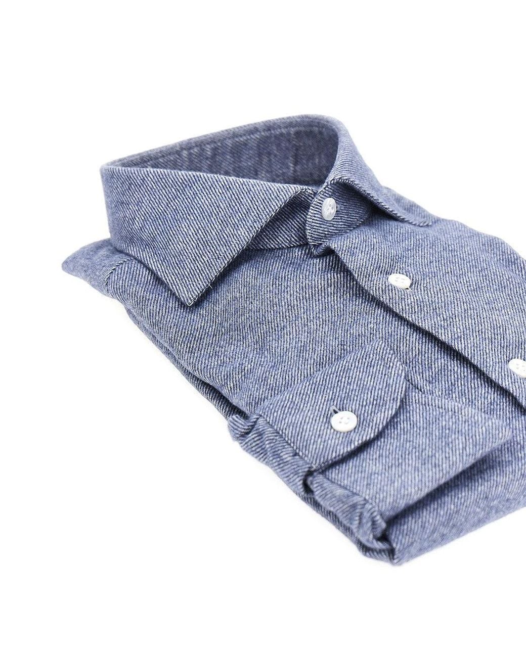 Borriello Blue Diagonal Striped Twill Shirt for men