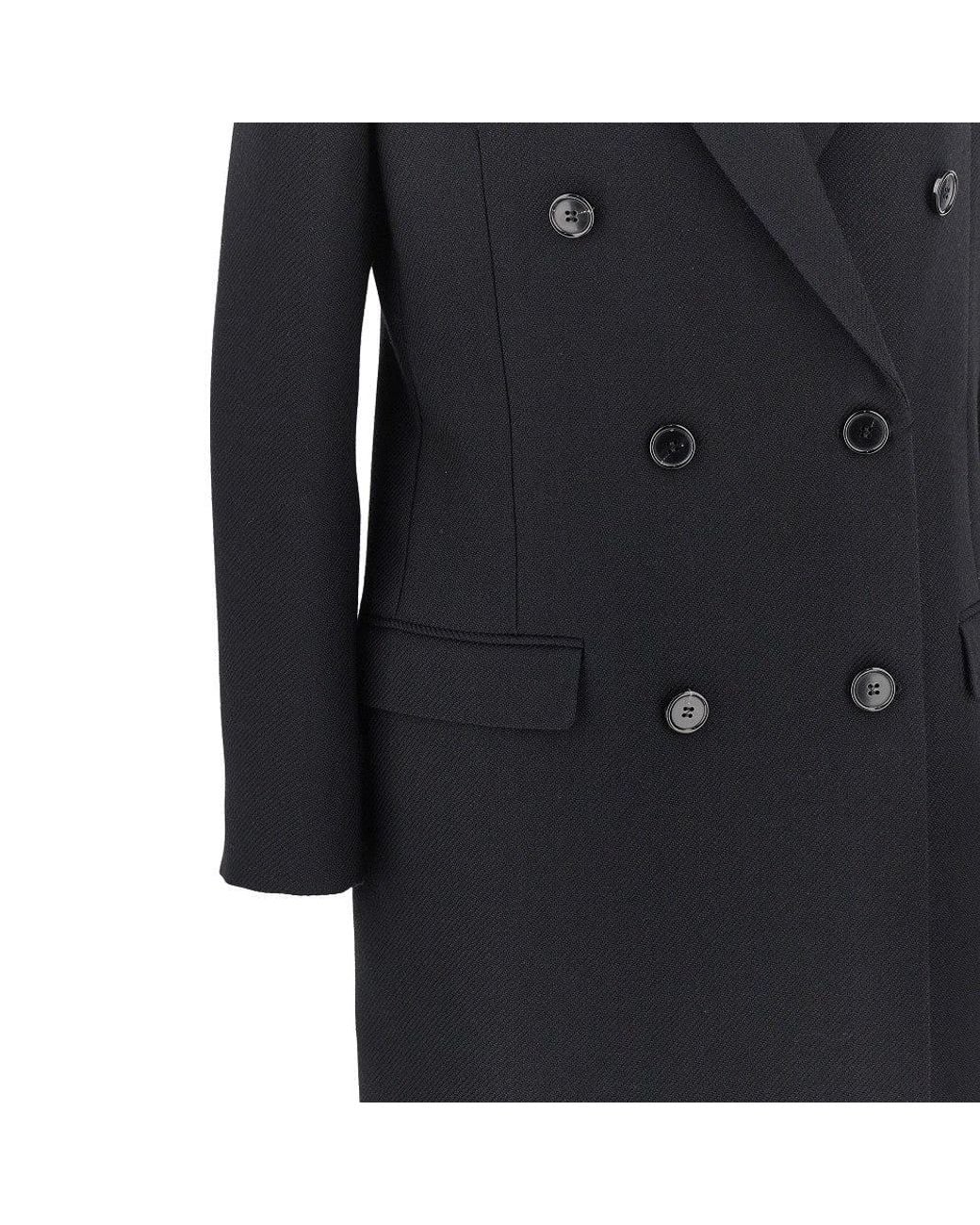 Maison Margiela Black 'Stockman Shoulder' Long Wool Coat